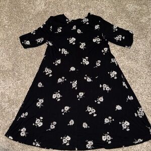 Old Navy Black Dress with White Floral Design